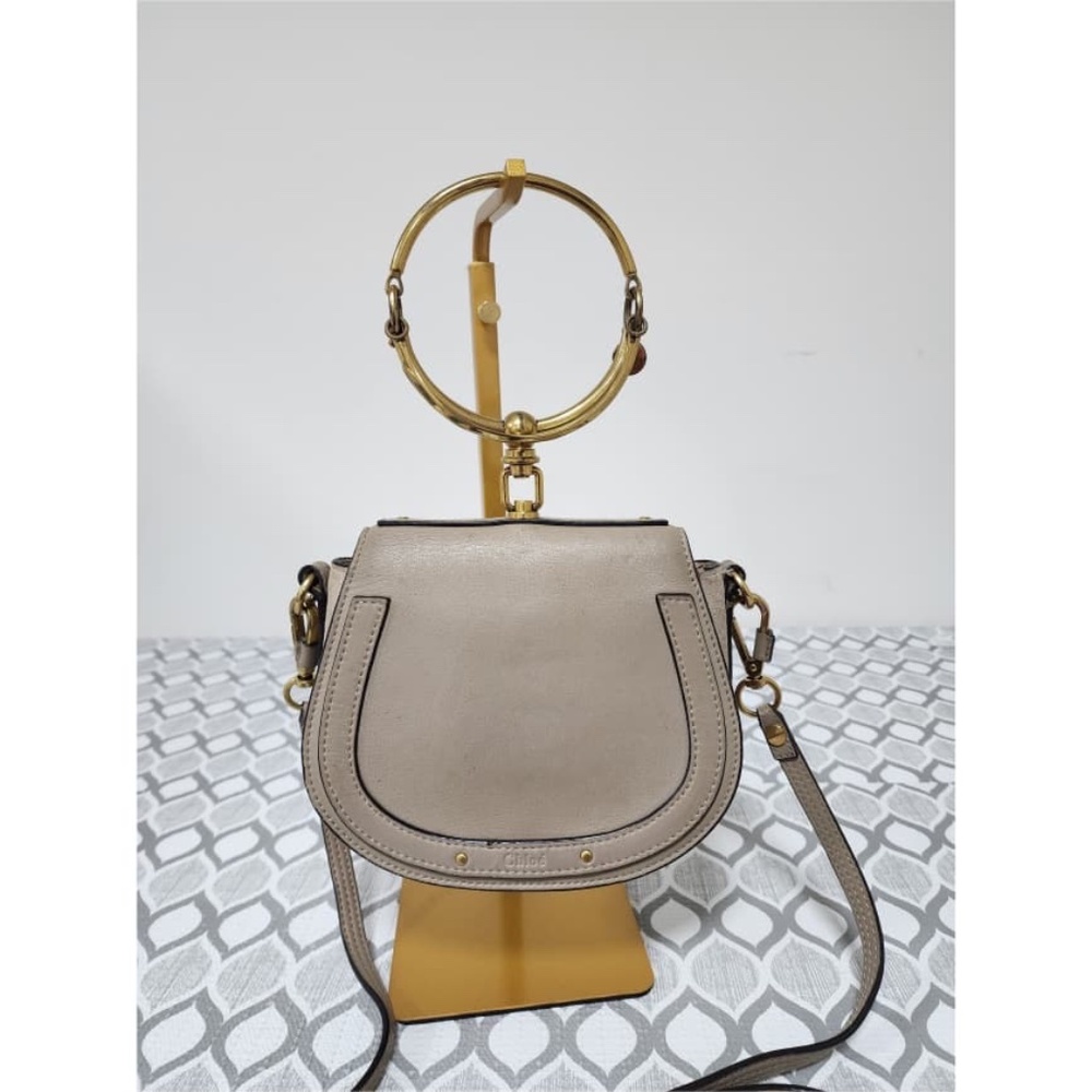 Authentic CHLOE Motty Leather/Suede Small Nile Bracelet Bag Beige